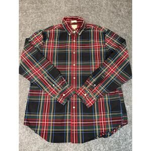 J Crew Men’s Classic L Long Sleeve Button-Down Stretch Plaid Shirt OrganicCotton